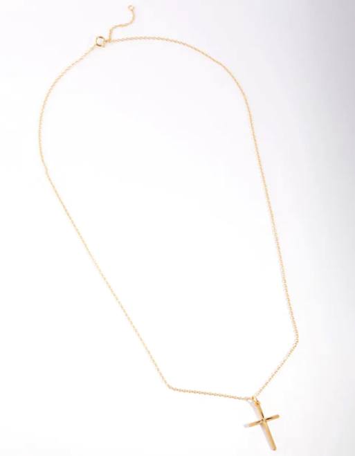 Lovisa - Collana con croce e strass color oro argento