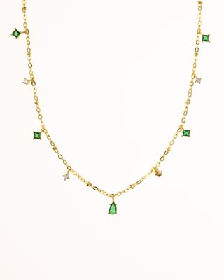 Lovisa - Collana delicata placcata oro con zirconia color smeraldo 