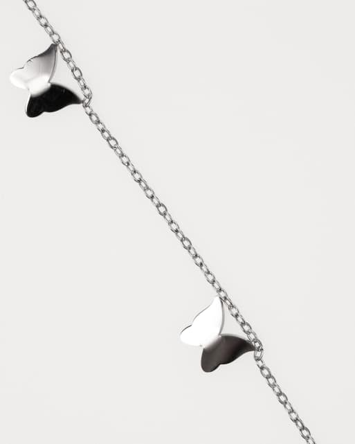 Lovisa - Collana in acciaio inossidabile resistente all'acqua color argento con charm a forma di farfalle , 2 di 3