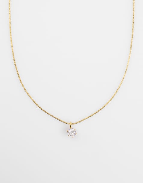 Lovisa - Collana in acciaio inossidabile resistente all'acqua placcato oro con strass - view 1