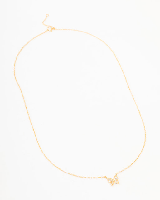Lovisa - Collana in argento sterling placcata oro con ciondolo a farfalla con pavé