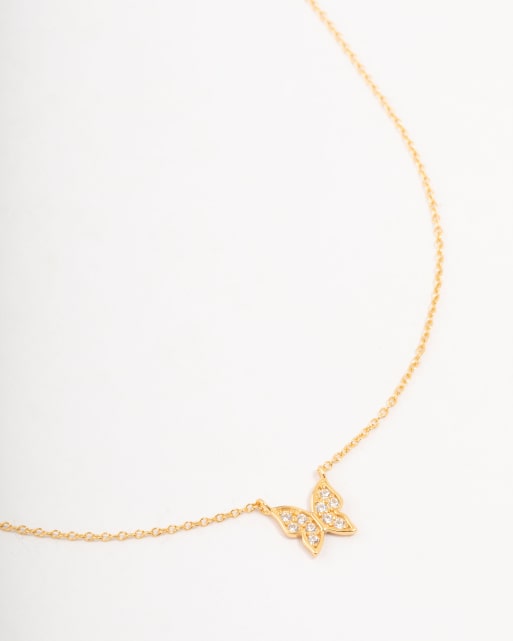 Lovisa - Collana in argento sterling placcata oro con ciondolo a farfalla con pavé , 2 di 3