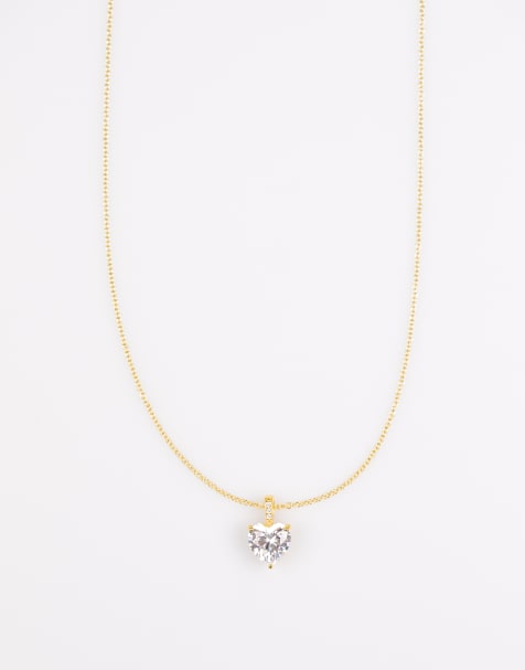 Lovisa - Collana in argento sterling placcata oro con cuore in zirconia cubica - view 1