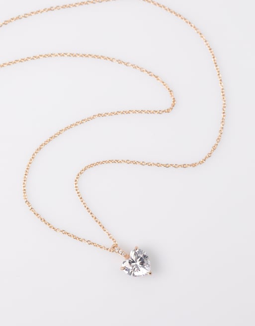 Lovisa - Collana in argento sterling placcato color oro rosa con ciondolo a cuore con zirconia cubica