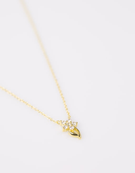 Lovisa - Collana in argento sterling placcato oro con ciondolo a forma di fiore