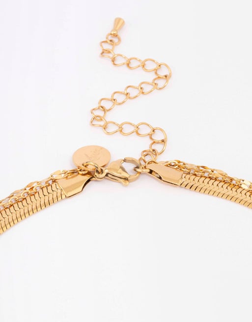 Lovisa - Collana multifilo in acciaio inossidabile resistente all'acqua placcato oro con croce, 3 di 3