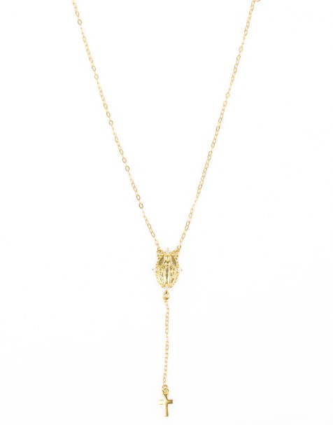 Lovisa - Collana rosario in argento sterling placcata tonalità oro con croce - view 1