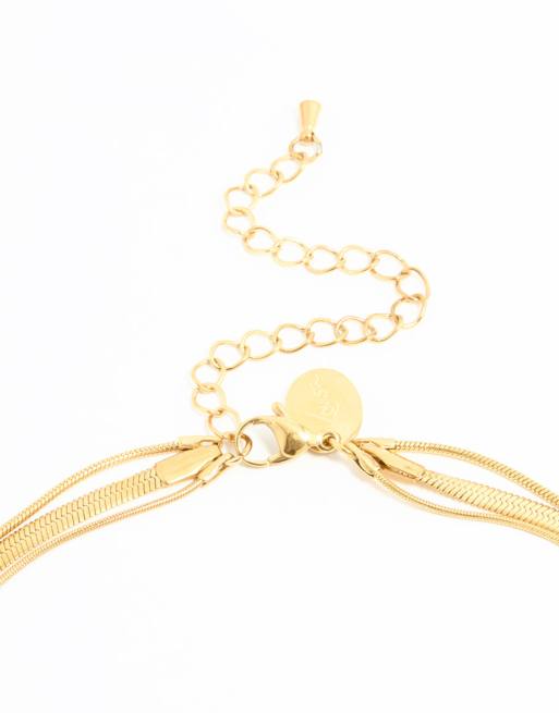Lovisa collier à chaînes superposées en acier inoxydable plaqué or imperméable doré, 2 de 4