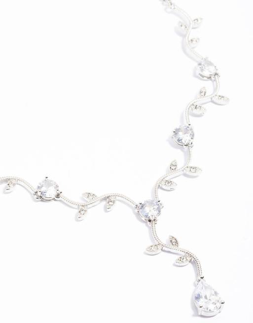 Lovisa - Collier à détails fleuris avec pendentif en Y et zircons cubique forme goutte d'eau - Argenté, 3 de 3