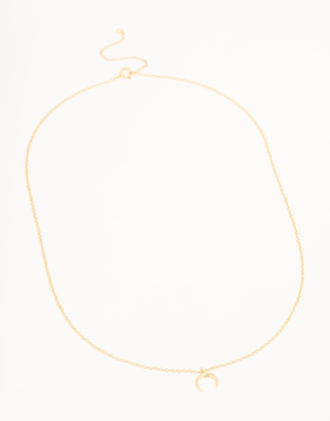 Lovisa - Collier avec pendentif croissant de lune en argent massif plaqué or - Doré - view 1