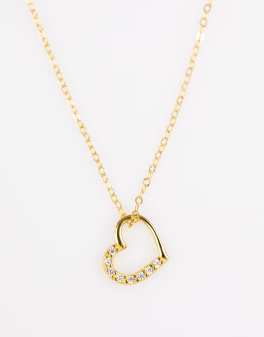 Lovisa - Collier avec pendentif cœur ajouré orné de zircons cubiques en argent massif plaqué or - Doré , 2 de 3
