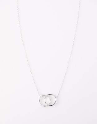 Lovisa - Collier avec pendentifs anneaux pavés en argent massif - Argenté