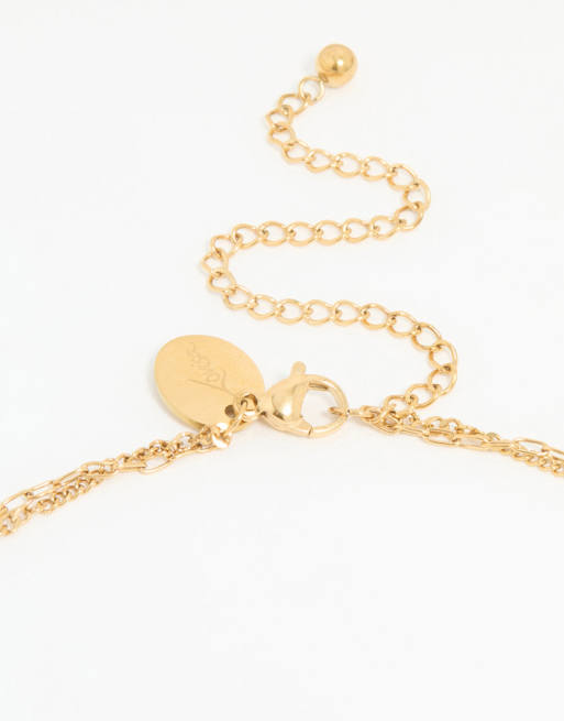 Lovisa - Collier double-rang en acier inoxydable étanche plaqué or avec breloques disques et perles, 2 de 3