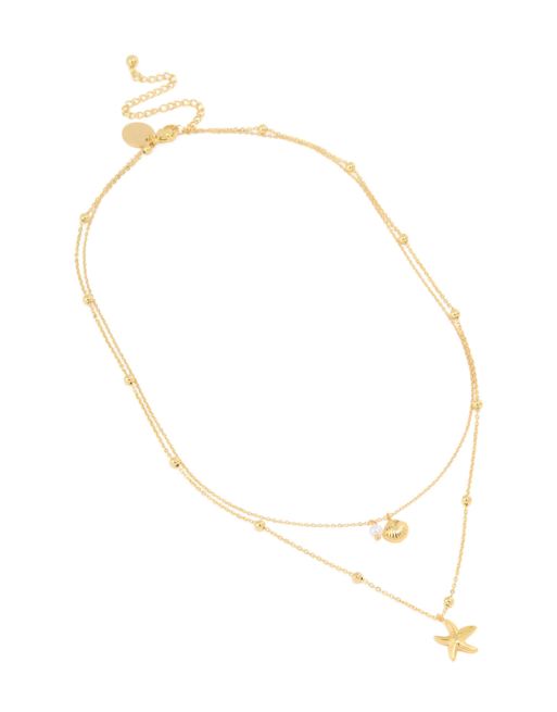 Lovisa - Collier double-rang en acier inoxydable plaqué or avec breloques étoiles et coquillages, 2 de 3