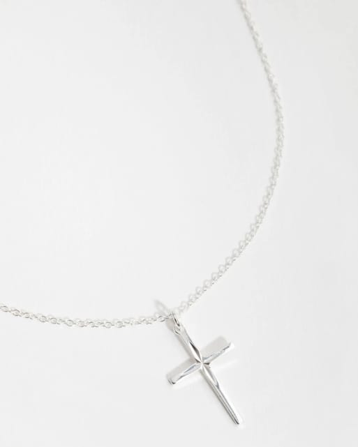 Lovisa - Collier en argent massif à pendentif croix à strass - Argenté