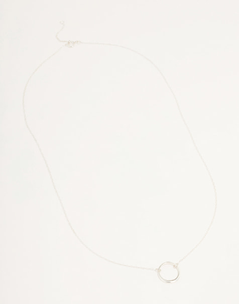 Lovisa - Collier en argent massif avec pendentif cercle ajouré - Argenté - view 1