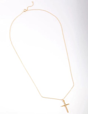 Lovisa - Collier en argent massif avec pendentif croix et strass - Doré