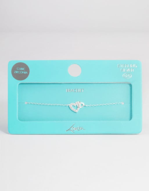 Lovisa - Collier en argent massif avec pendentif cœur en zircons cubiques - Argenté, 2 de 3