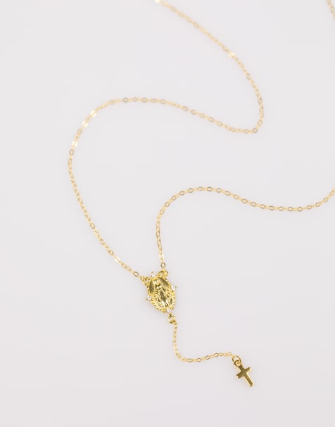 Lovisa - Collier en argent massif plaqué or avec croix style chapelet - Doré - view 1