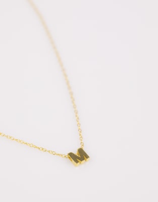Lovisa - Collier en argent massif plaqué or avec initiale M - Doré - view 1