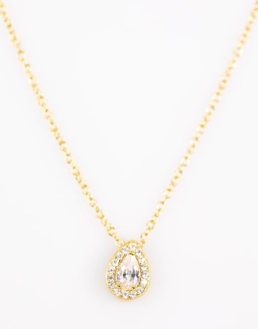 Lovisa - Collier en argent massif plaqué or avec pendentif auréolé en zircons cubiques - Doré , 2 de 3