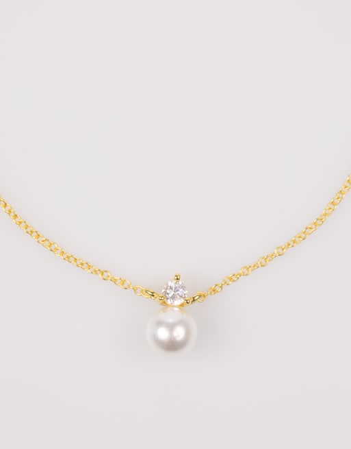 Lovisa - Collier en argent massif plaqué or avec perle et zircon cubique - Doré , 3 de 3