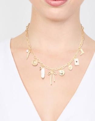 Lovisa - Collier en plaqué or avec breloques étoile et naud - Doré