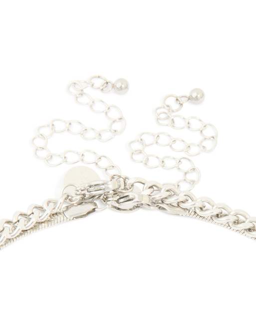 Lovisa - Collier multi-rangs pour homme en acier inoxydable étanche avec maillons croix et serpent - Argenté, 2 de 4