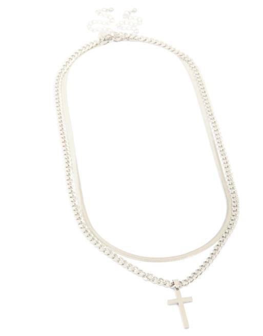 Lovisa - Collier multi-rangs pour homme en acier inoxydable étanche avec maillons croix et serpent - Argenté, 4 de 4