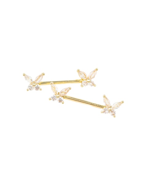 Lovisa - Confezione da 2 piercing per i capezzoli in acciaio chirurgico placcato oro con zirconia cubica - view 1