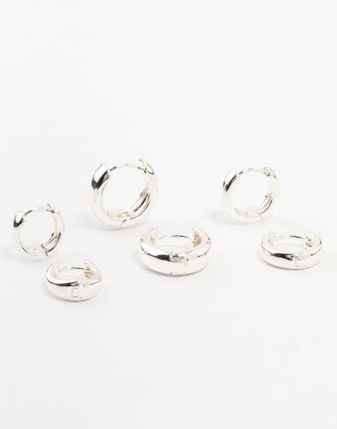 Lovisa - Confezione da 3 paia di orecchini a cerchio di dimensioni progressive in ottone placcato argento - view 1