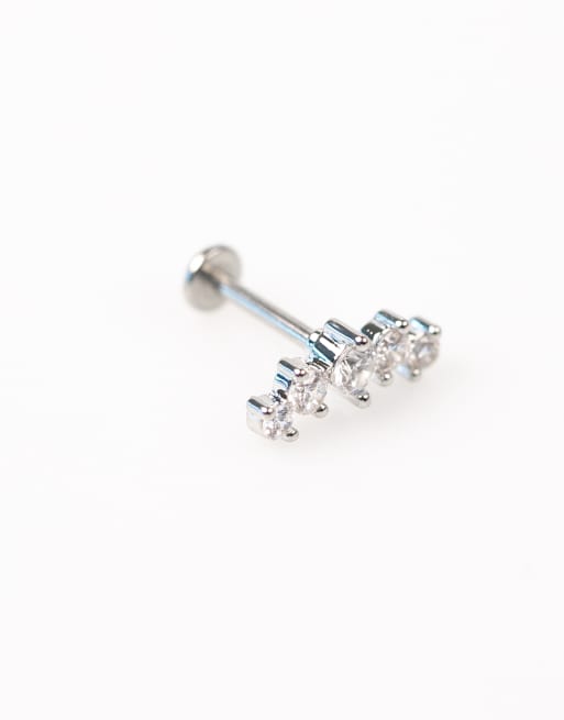Lovisa - Confezione da 3 piercing crawler rotondi piatti sul retro in acciaio chirurgico argento, 3 di 3