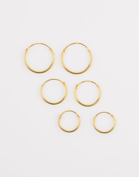 Lovisa - Confezione di orecchini classici a cerchio in argento sterling placcato in oro - view 1