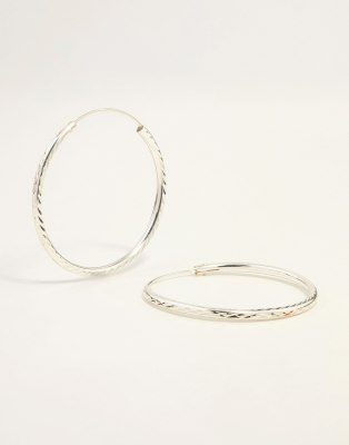 Lovisa - Creolen aus Sterlingsilber in Silber mit rautenförmigem Schliffmuster, 35 mm