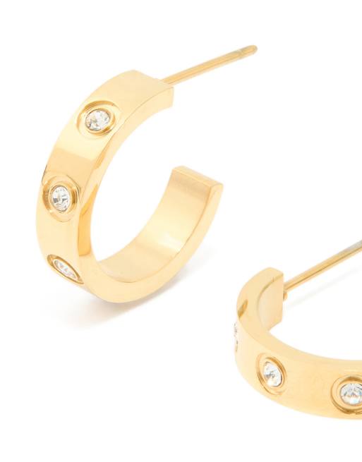 Lovisa - Créoles carrées en acier inoxydable plaqué or ornées de zircons cubiques - Doré, 2 de 5
