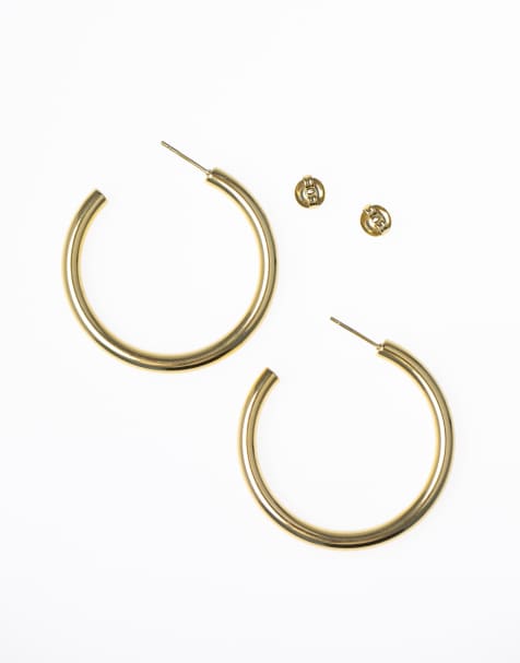Lovisa - Créoles épaisses taille moyenne en acier inoxydable plaqué or - Doré - view 1