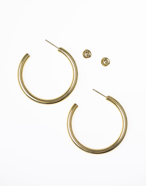 Lovisa - Créoles moyennes chunky en acier inoxydable plaqué or étanche - Doré