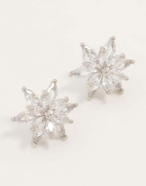 Lovisa Diamond - Boucles d'oreilles fleur ornées de fausses pierres - Argenté - view 1