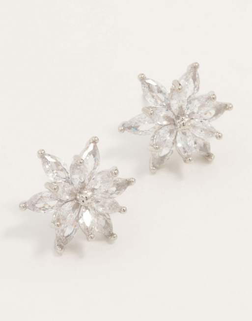 Lovisa Diamond - Boucles d'oreilles fleur ornées de fausses pierres - Argenté