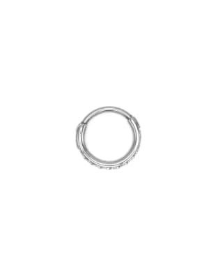 Lovisa - Einfacher, silberfarbener Clicker-Ring aus Titan mit Zirkoniasteinen, 6 mm