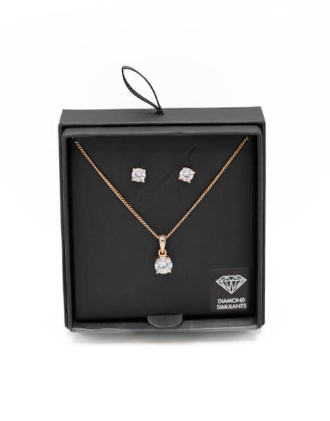Lovisa - Ensemble collier et boucles d'oreilles en plaqué or à strass - Doré - view 1