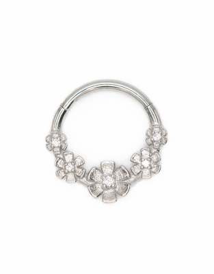 Lovisa - Floraler Clicker-Ring aus Chirurgenstahl in Silberoptik
