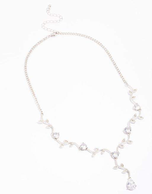 Lovisa - Gelaagde Y-ketting van zilver met bloemen in traanvorm van zirkoniasteentjes in zilver