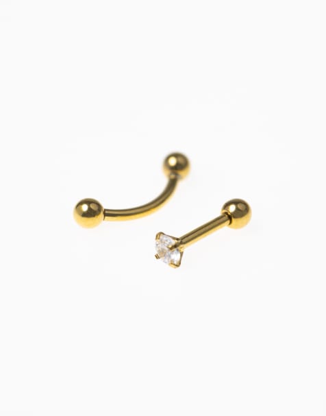 Lovisa gold diamante surgical steel cartilage earring pack in gold - view 1