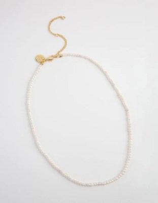 Lovisa Gold mini freshwater pearl necklace in white