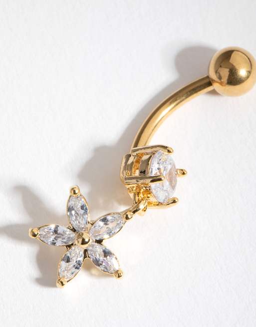 Lovisa Gold - Piercing per ombelico dorato a forma di fiore con zirconia cubica, 2 di 3