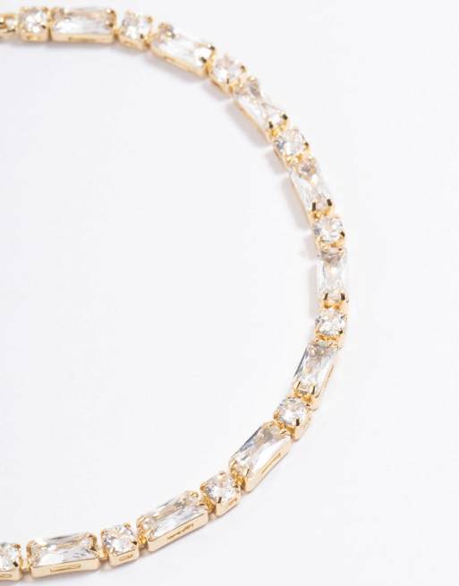 Lovisa Gold plated baguette stone toggle tennis bracelet in gold, 3 of 3