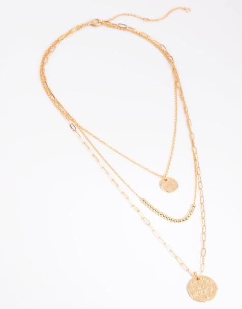 Lovisa Gold plated disc & ball necklace layered necklace in gold - view 1