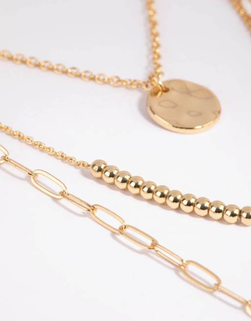 Lovisa Gold plated disc & ball necklace layered necklace in gold, 2 of 4