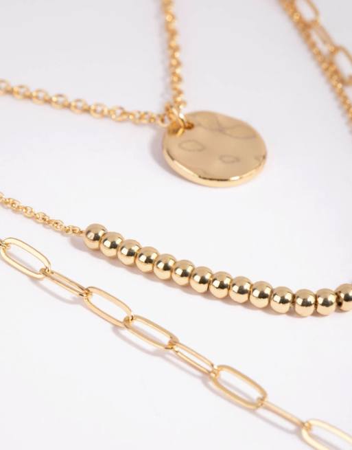 Lovisa Gold plated disc & ball necklace layered necklace in gold, 4 of 4